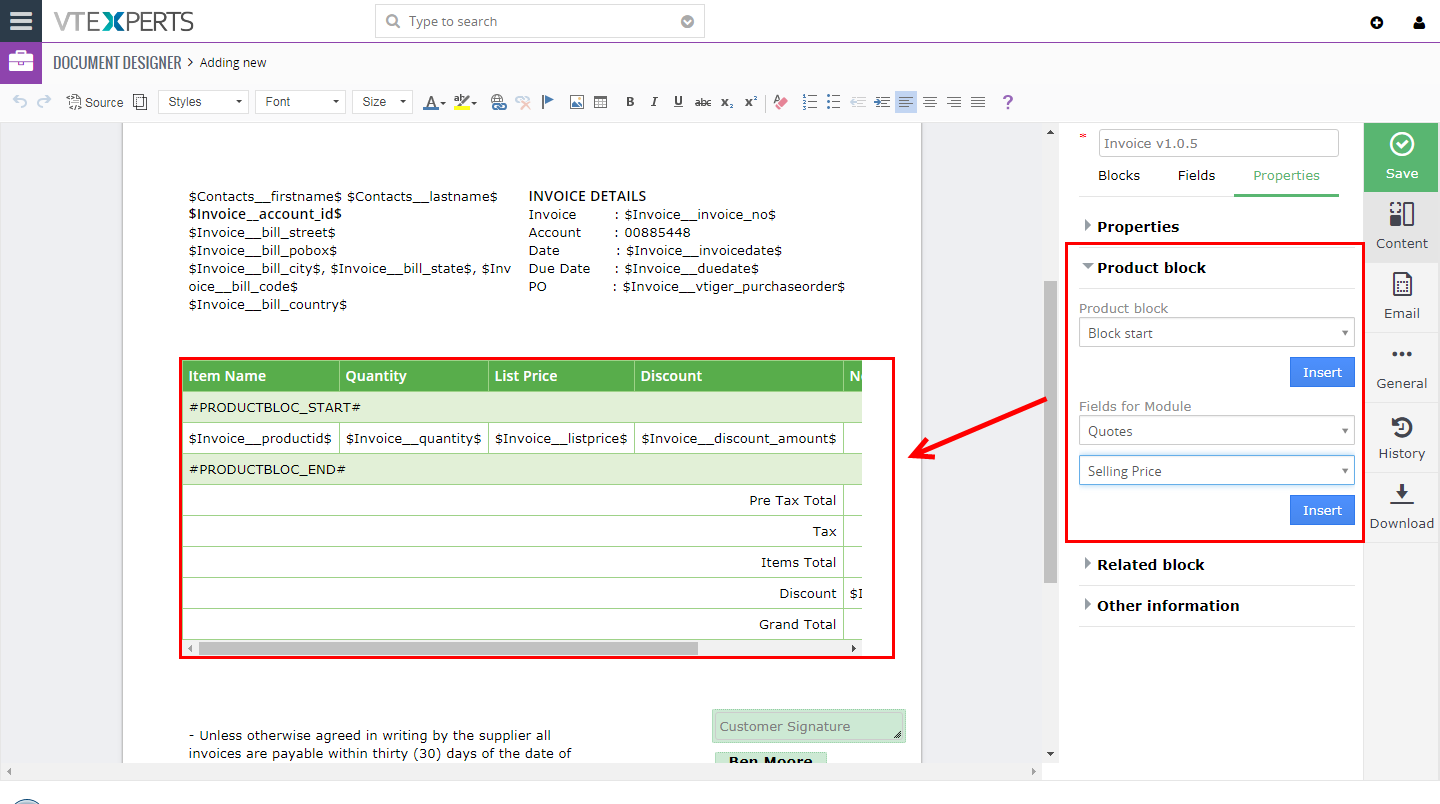VTiger Document Designer & PDF Maker - Guide25