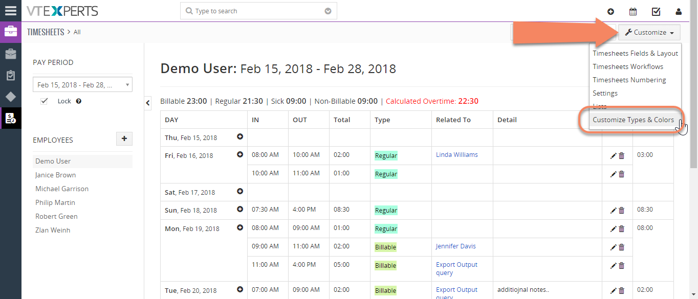 vtiger 7 premium extension pack timesheet time sheet customize type timesheet or time sheet