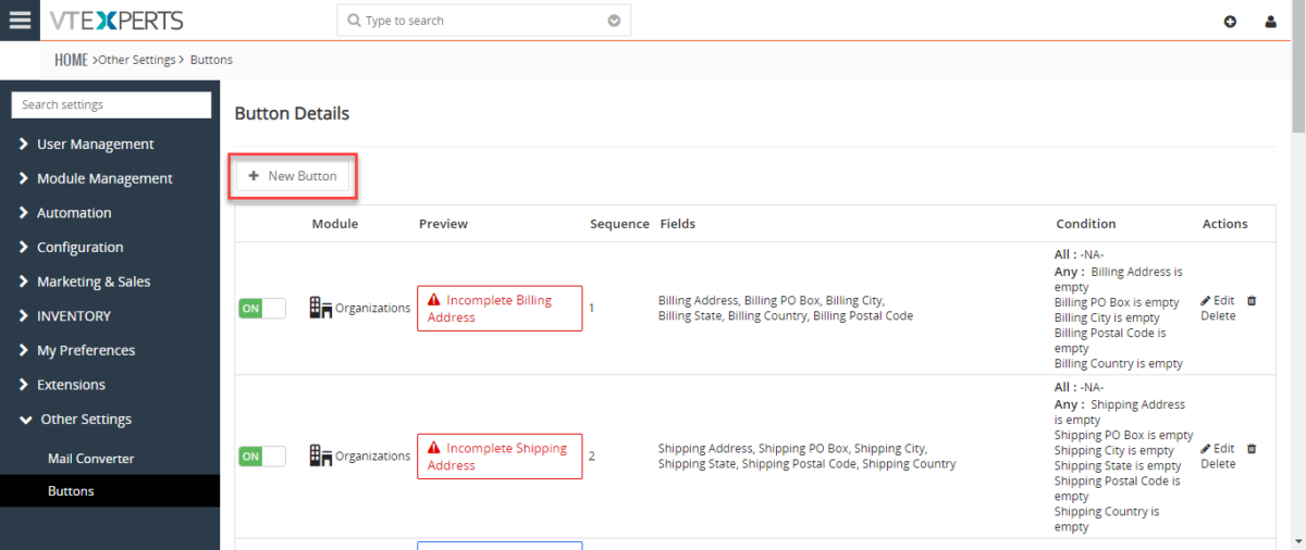 Create Custom Buttons (clickable) In VTiger 7 - VTiger Experts
