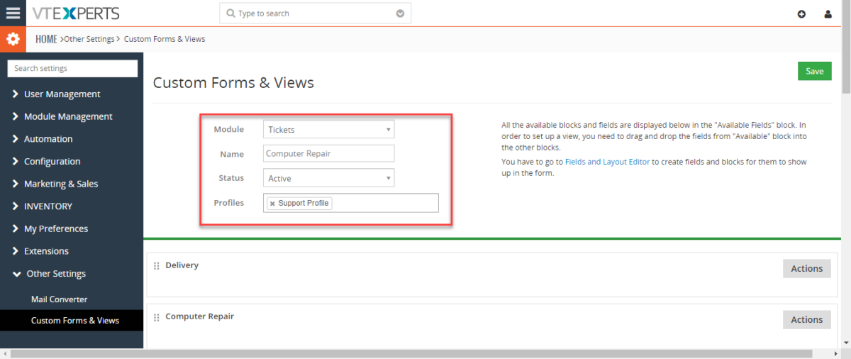 Create Custom Layouts/Forms In VTiger 7 - VTiger Experts