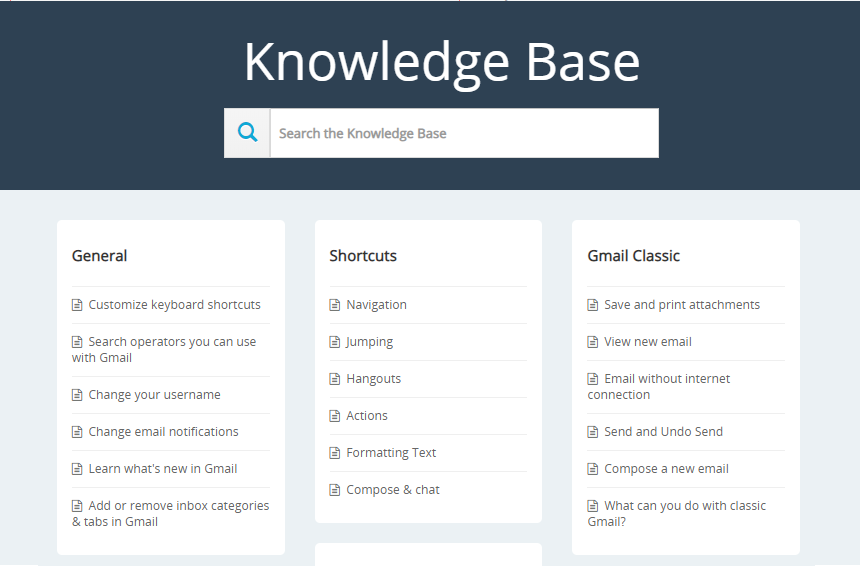 Knowledge base popup view