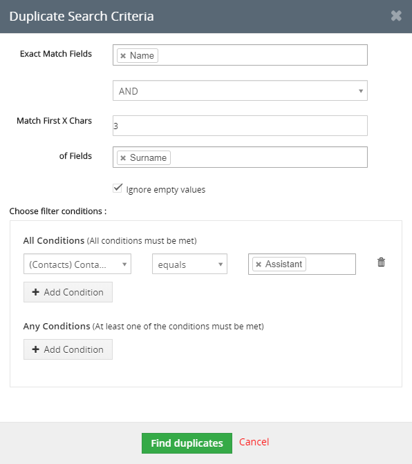 Enhanced duplicate finder in vtiger 7