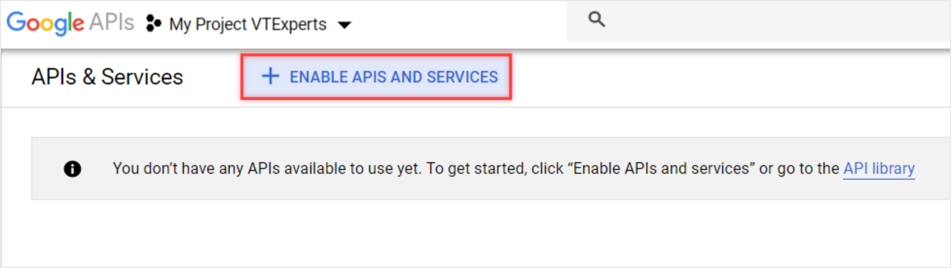 Google API key generation