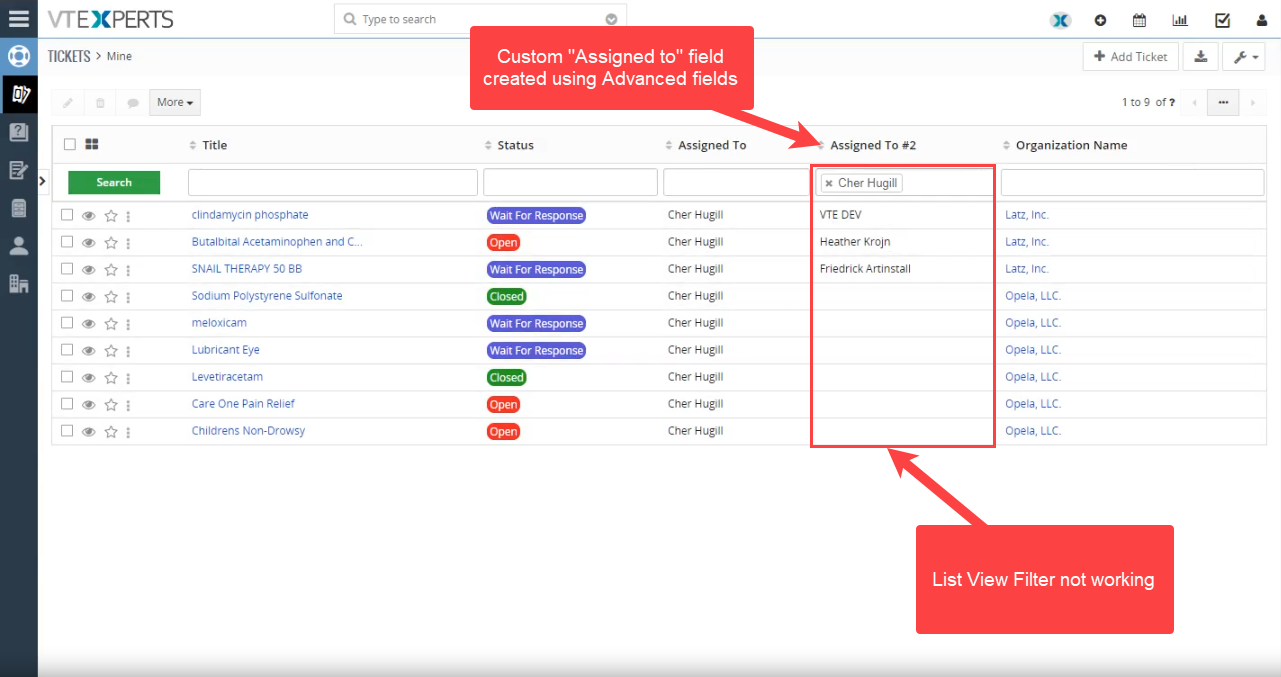 VTExperts Advanced Custom Fields: Second Assigned To Field Filter in vTiger