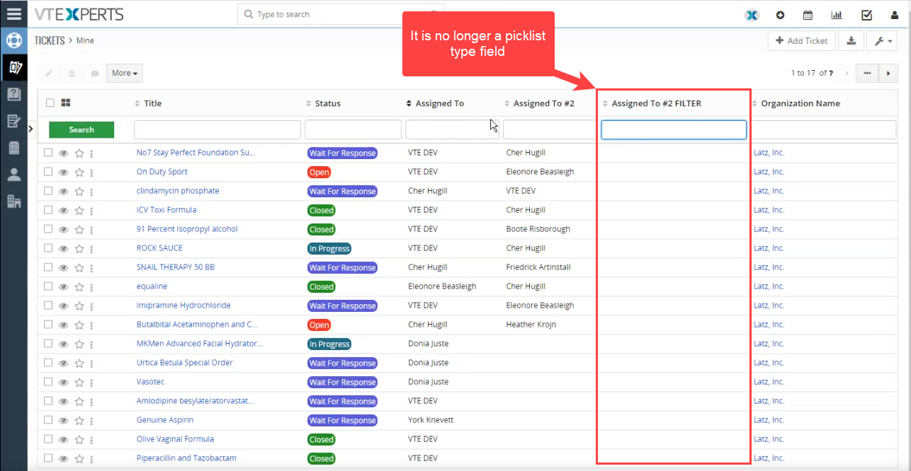VTExperts Advanced Custom Fields: Second Assigned To Field Filter in vTiger