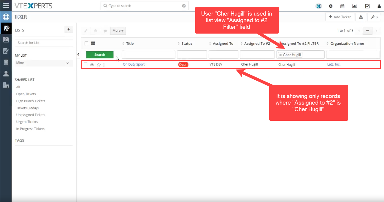 VTExperts Advanced Custom Fields: Second Assigned To Field Filter in vTiger
