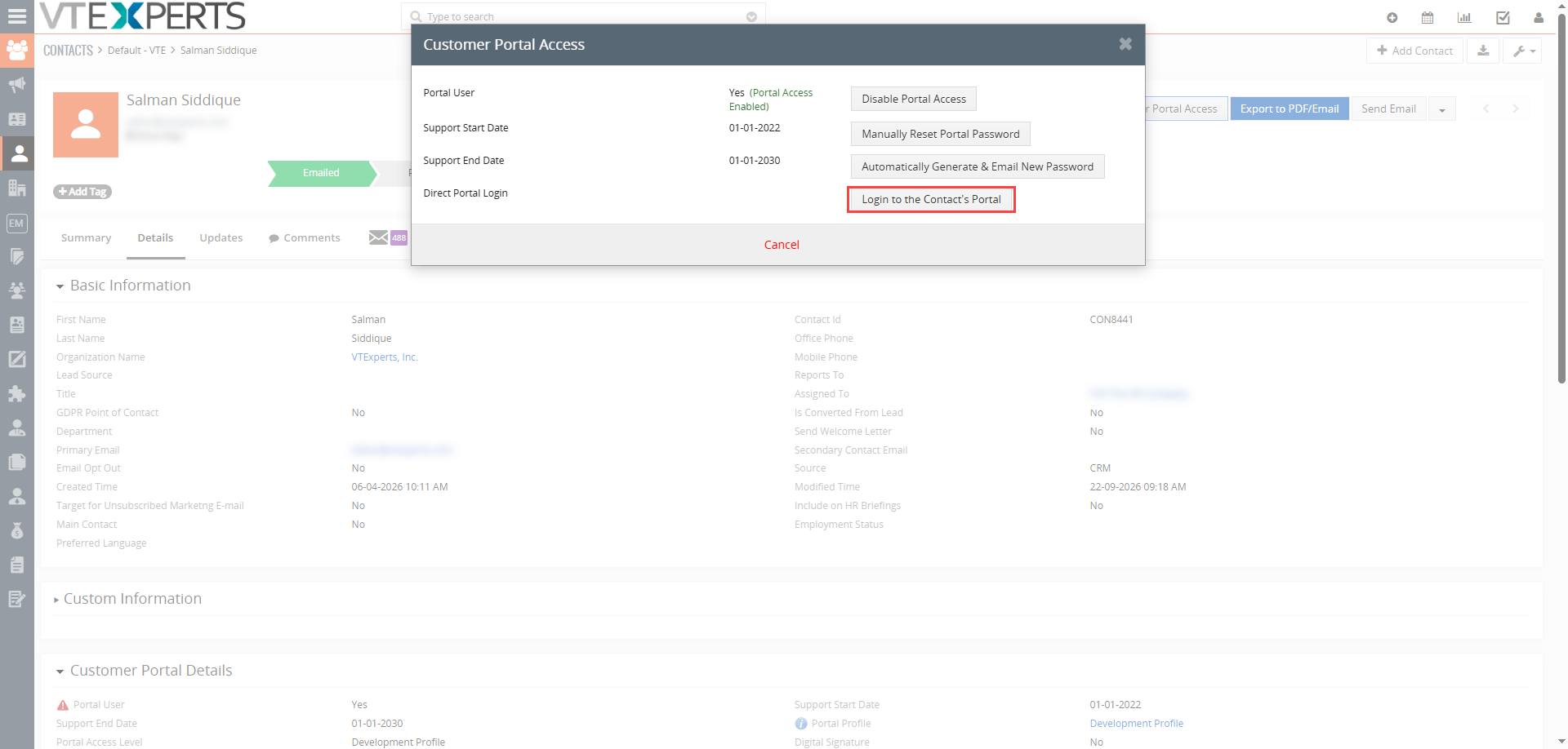 VTExperts VTiger Customer Portal Direct Login - Customization VTExperts VTiger Customer Portal Direct Login - Customization